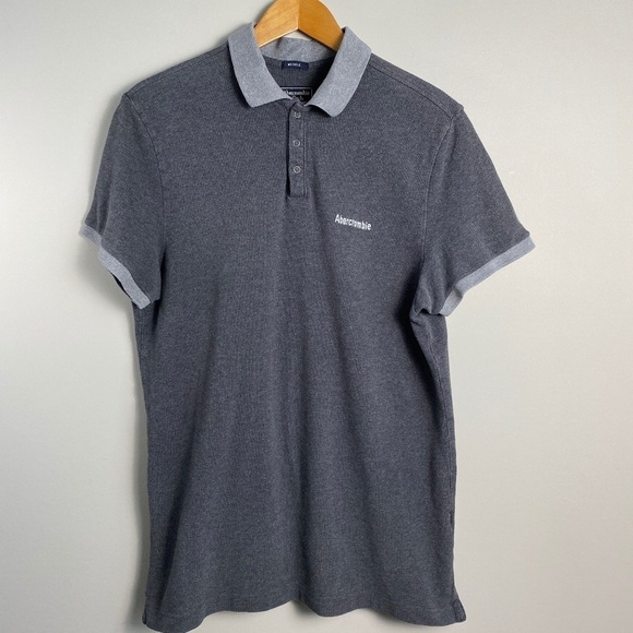 Abercrombie & Fitch Women's Gray Short Sleeve "Muscle" Polo Snap Shirt Size XL - Picture 1 of 11